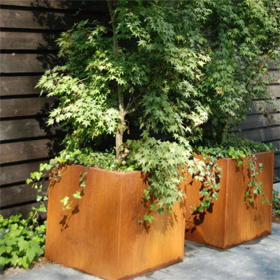Beständiges Quadrat im Freien Rusty Corten Steel Planter Boxes für Garten