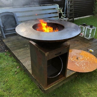 Holzkohlen-Holz feuerte Stahlfeuer Pit Grill With Ash Tray Corten ab