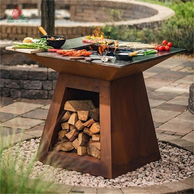 GRILL Paralleltrapez-Basis Corten Stahl-Grill-Feuer Pit Charcoal Burning Camping