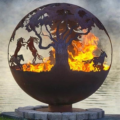 FEUER-Grube 80cm im Freien Corten themenorientierter Bereich des verheerenden Feuers Pferdestahl90cm