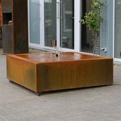 120*120*40cm Rusty Square Corten Steel Water Eigenschafts-Brunnen