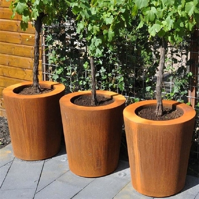 Konische Stahlpflanzer Garten-Metallblumen-Topf-sich verjüngende Zylinder Corten im Freien