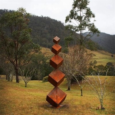 Moderner Würfel formen Stahlskulptur Rusty Garden Statues Corten