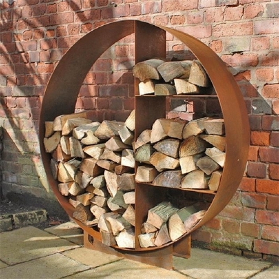 Rusty Circle Corten Steel Firewood-Gestell-größerer runder Brennholz-Halter