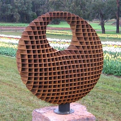GARTEN-Skulptur-Grafik Kugel-Form Corten Stahldreidimensional