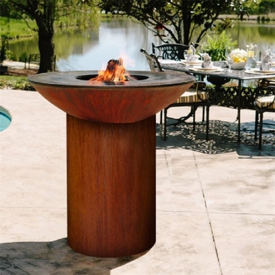 Hoher Rundfuß, der GRILL Corten kochend Stahl-Grill-Grill kampiert