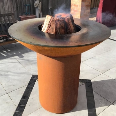 Hoher Rundfuß, der GRILL Corten kochend Stahl-Grill-Grill kampiert