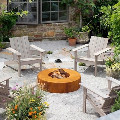 Hölzerne brennende Heater Rusty Metal Corten Steel Fire Pit For Outdoor Fire Table