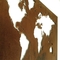 Dekorations-Rusty Corten Metal World Map-Wand-Kunst