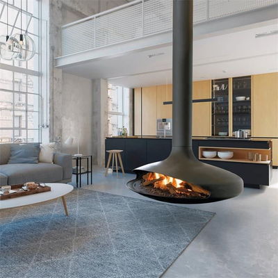 Dekorative moderne schwarze Innendecke brachte verschobenen hängenden Kamin an