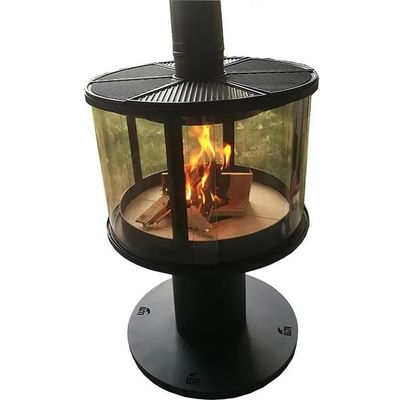 Europäischer kaltgewalzter Stahl verschob Kamin-hölzernen brennenden Ofen mit ringförmigem Glas